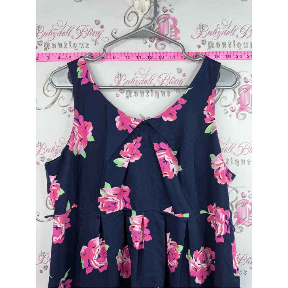 Motherhood Maternity dress Navy Floral Midi Dress with Pink Roses - Picture 4 of 12